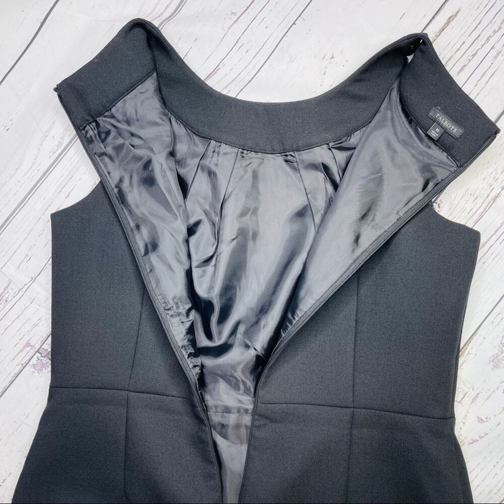 Talbots black wool sheath dress pleated bust classy - Picture 12 of 13